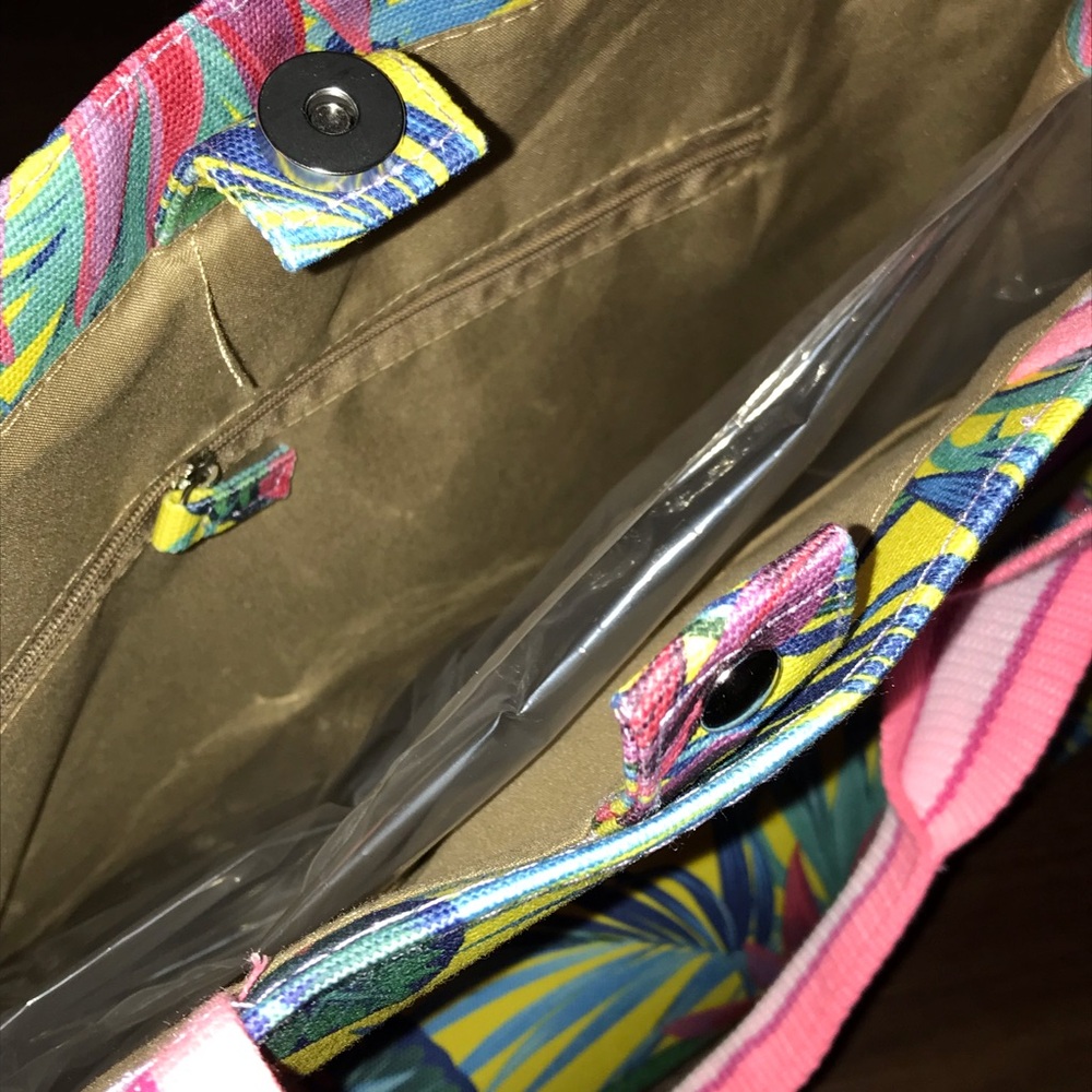 Twig & Arrow Canvas "Paradise" Large Summer Printed Tote NWT - Picture 3 of 7